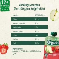 Organix 12+M Appel, Aardbei & Quinoa Knijpfruit
