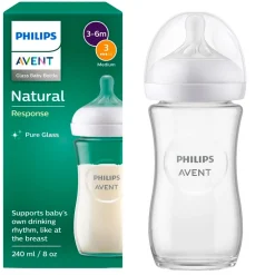 Philips Avent Natural Response Fles Glas 240ml – Flow 3 – BPS vrij- 1 fles