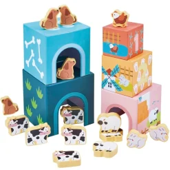 Playing Kids Boerderij Houten Stapelblokken