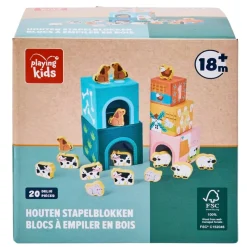 Playing Kids Boerderij Houten Stapelblokken