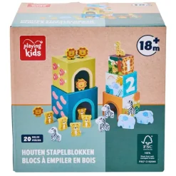Playing Kids Safari Houten Stapelblokken