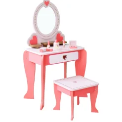 Rijoka Houten Kaptafel Make up Dresser met Krukje en Spiegel