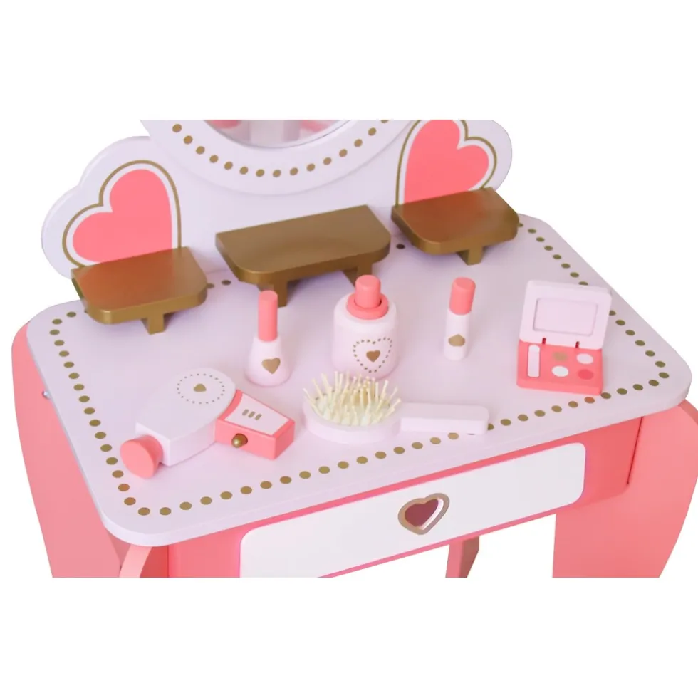 Rijoka Houten Kaptafel Make up Dresser met Krukje en Spiegel