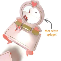 Rijoka Houten Kaptafel Make up Dresser met Krukje en Spiegel