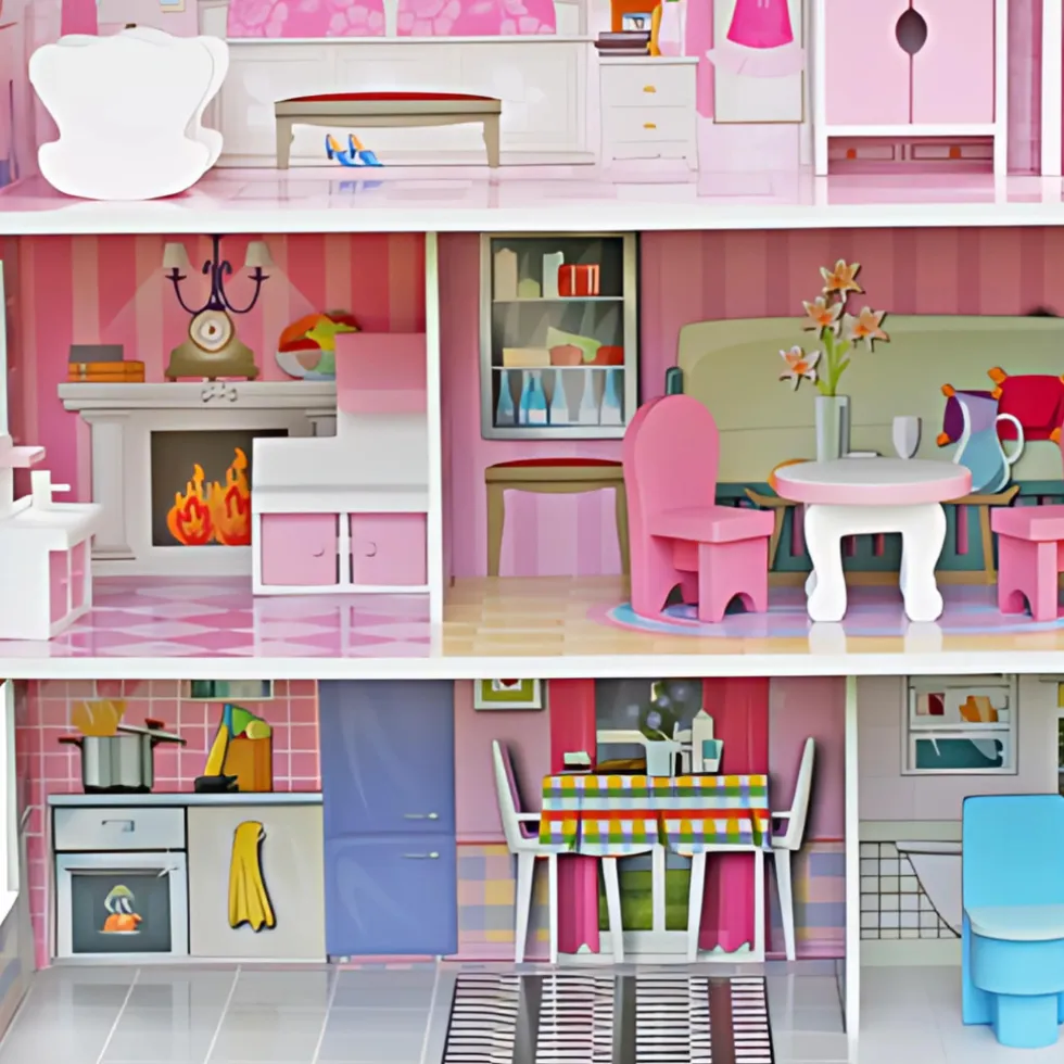 Rijoka Houten Poppenhuis Classic Meubelset 8pcs 3 Verdiepingen