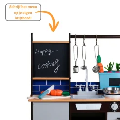 Rijoka Houten Speelkeuken Kinderkeuken met Krijtbord en Kookgereedschap