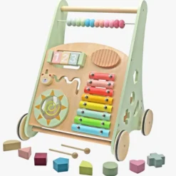 Rijoka Loopwagen Hout voor Baby Educatieve Looptrainer Anti Slip Wieltjes Babywalker