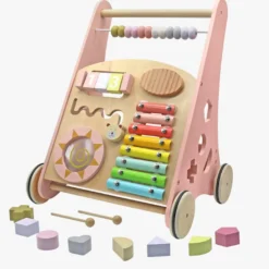 Rijoka Loopwagen Hout voor Baby Educatieve Looptrainer Anti Slip Wieltjes Babywalker