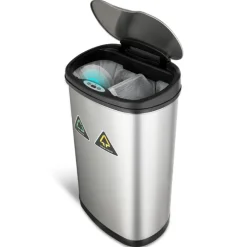 Rijoka Prullenbak Sensor Dubbel 50 Liter RVS Soft Close Vingerafdrukvrij