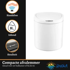 Rijoka Prullenbak Sensor 8 Liter Kunststof Soft Close Vingerafdrukvrij Afvalbak