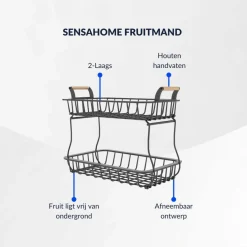 SensaHome 2 Laags Fruitmand Rechthoek Fruitschaal