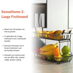 SensaHome 2 Laags Fruitmand Rechthoek Fruitschaal