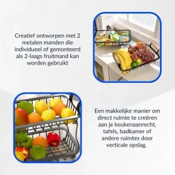 SensaHome 2 Laags Fruitmand Rechthoek Fruitschaal