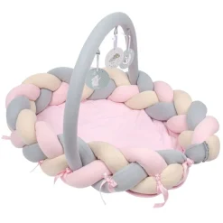 Sevibaby Roze 3-in-1 Braided Bedbumper en Babynest
