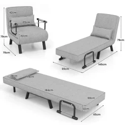 Trendmix 4-in-1 Uitklapbare Slaapstoel Slaapbank Met 6 Standen Verstelbare Rugleuning