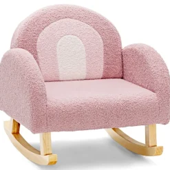 Trendmix Schommelstoel Kinderen Teddy Stof Regenboog Schommelzitje