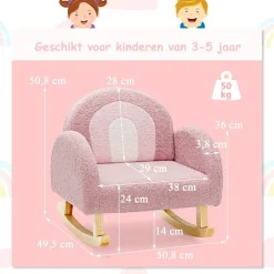 Trendmix Schommelstoel Kinderen Teddy Stof Regenboog Schommelzitje