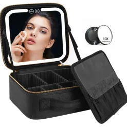 UNIQ Make-up Reistas met LED-lampje - Toilettas / Cosmetische tas voor al je make-up - Zwart