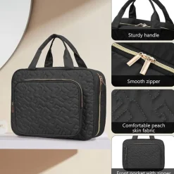 UNIQ Reis Toilettas met Haak en 4 Vakken - Zwart